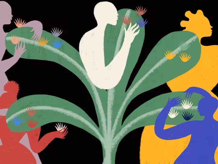 illustration people with plants