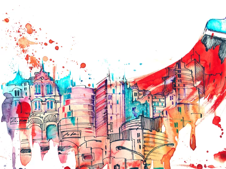 art picture of a city