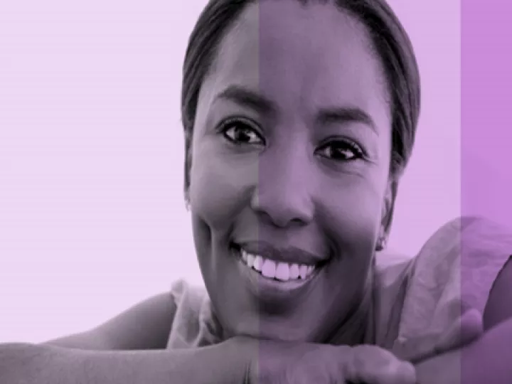 a woman smiling