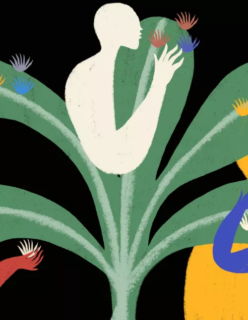 illustration people with plants