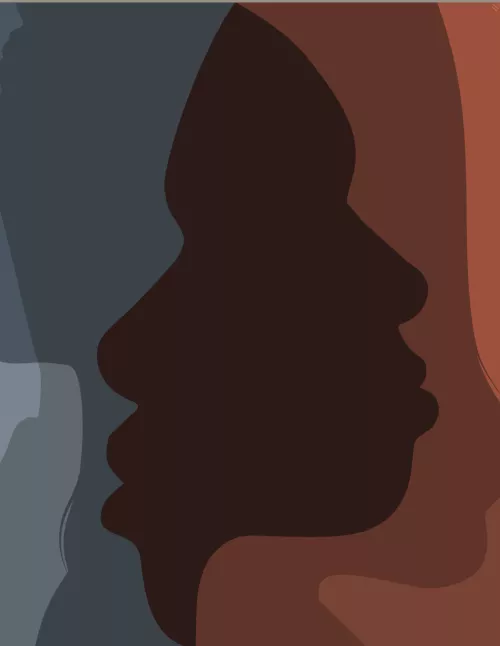 art, faces in shadows