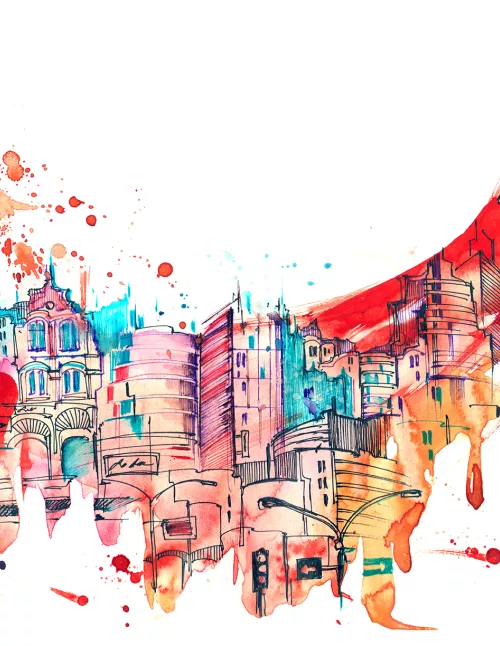 art picture of a city